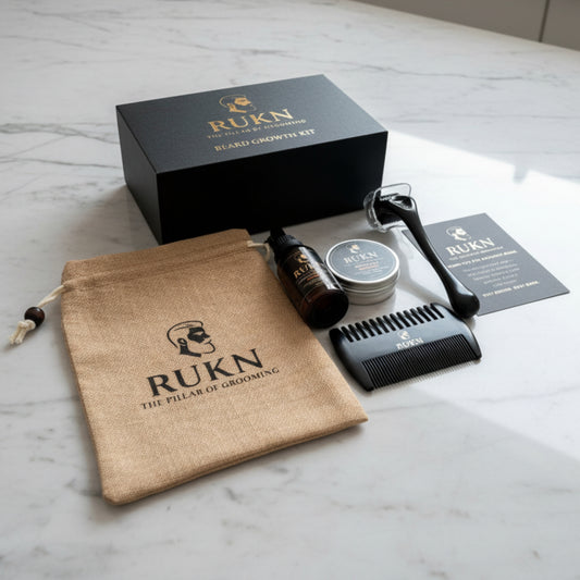 RUKN Beard Growth Kit – Premium Oil, Balm & Grooming Tools