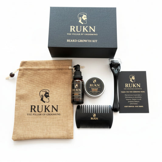 RUKN Beard Growth Kit – Premium Oil, Balm & Grooming Tools
